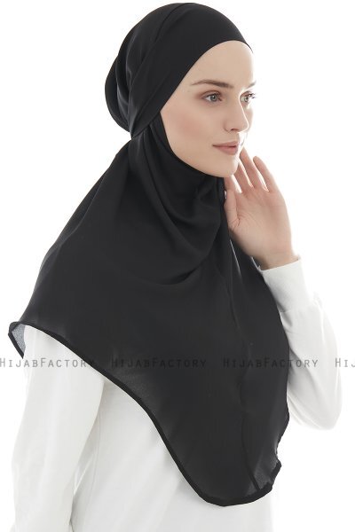 Ebrar - Schwarz Crepe Chiffon Al Amira Hijab