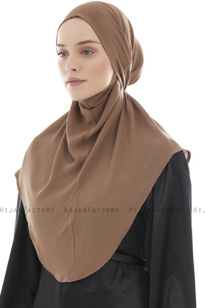 Ebrar - Braun Crepe Chiffon Al Amira Hijab