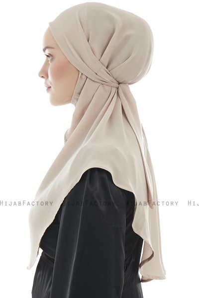 Ebrar - Helltaupe Crepe Chiffon Al Amira Hijab