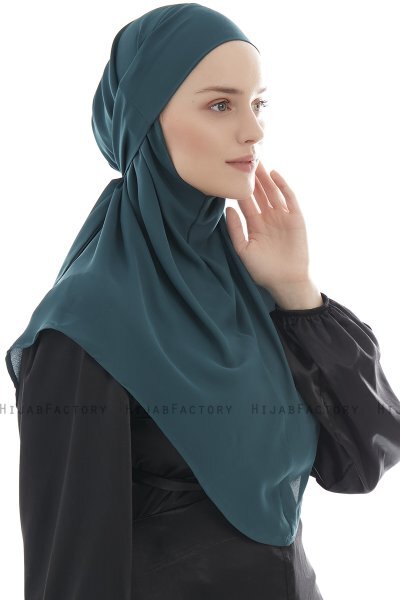 Ebrar - Dunkelgrün Crepe Chiffon Al Amira Hijab