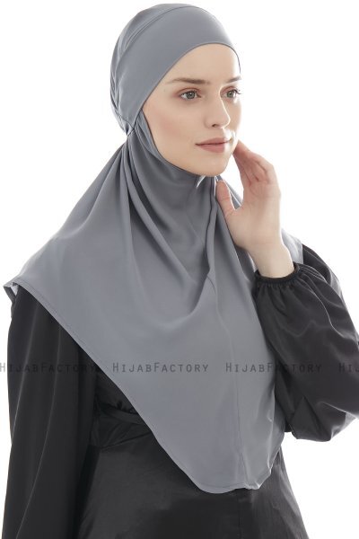 Ebrar - Dunkelgrau Crepe Chiffon Al Amira Hijab