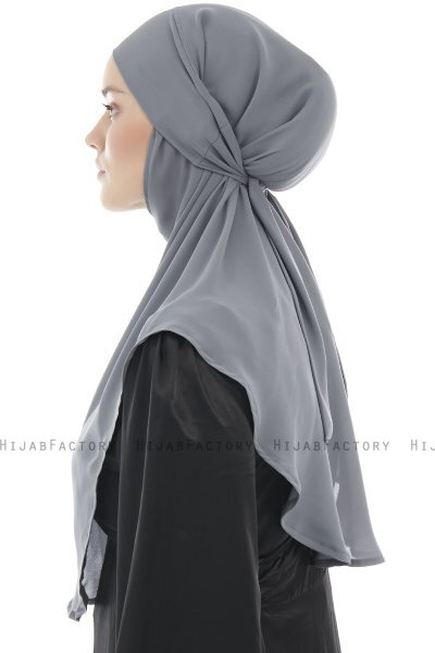 Ebrar - Dunkelgrau Crepe Chiffon Al Amira Hijab