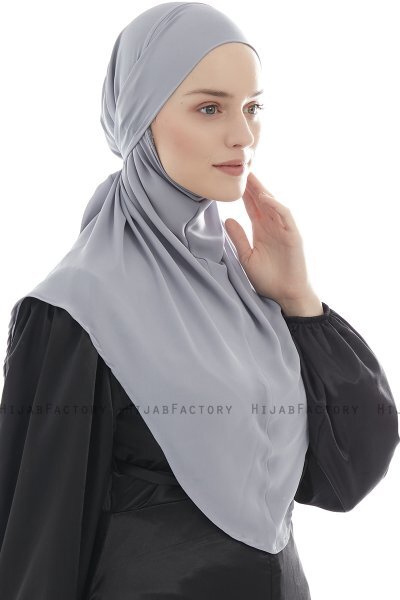 Ebrar - Hellgrau Crepe Chiffon Al Amira Hijab