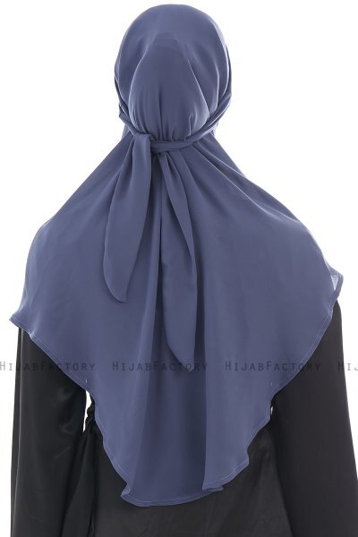 Ebrar - Royal Blue Crepe Chiffon Al Amira Hijab