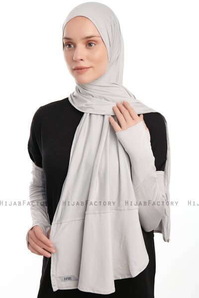 Azize - Hellgrau Pro Scarf Sport Hijab Set