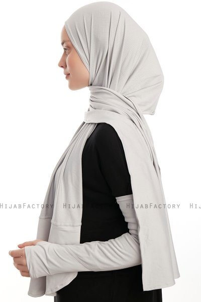 Azize - Hellgrau Pro Scarf Sport Hijab Set