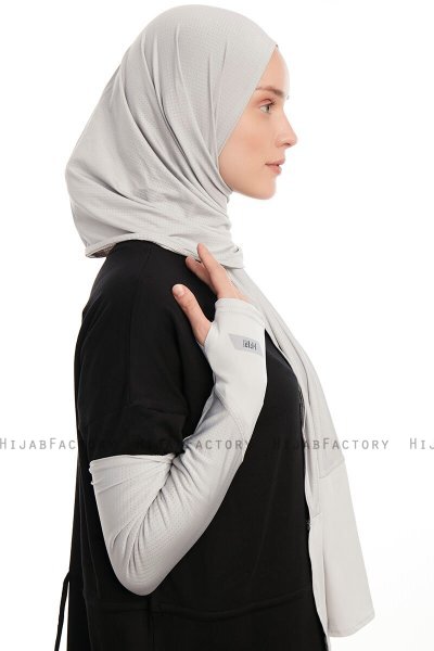 Azize - Hellgrau Pro Scarf Sport Hijab Set