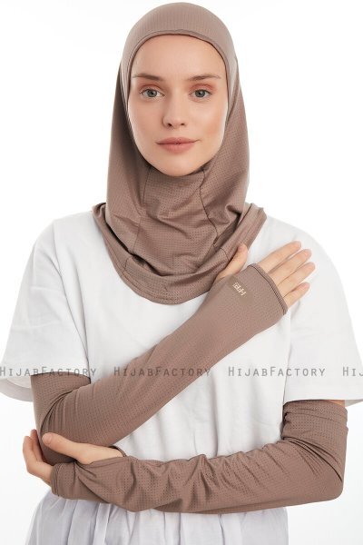 Bayda - Dunkeltaupe Pro Sport Hijab Set
