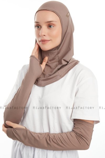 Bayda - Dunkeltaupe Pro Sport Hijab Set