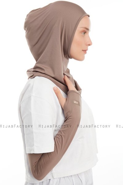 Bayda - Dunkeltaupe Pro Sport Hijab Set