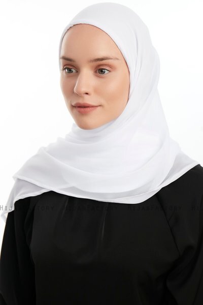 Eylem - Weiß One Piece Chiffon Hijab