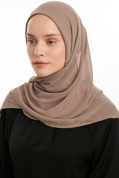 Eylem - Dunkeltaupe One Piece Chiffon Hijab