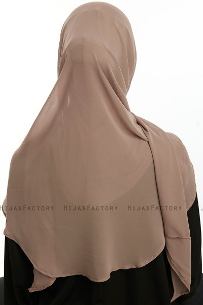 Eylem - Dunkeltaupe One Piece Chiffon Hijab