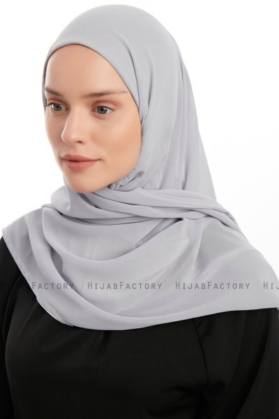 Eylem - Hellgrau One Piece Chiffon Hijab