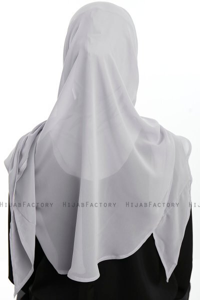 Eylem - Hellgrau One Piece Chiffon Hijab