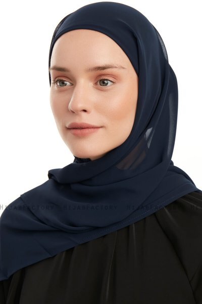 Sahar - Navy Blau One Piece Chiffon Hijab