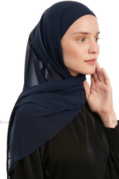 Sahar - Navy Blau One Piece Chiffon Hijab