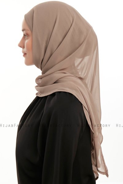 Sahar - Dunkeltaupe One Piece Chiffon Hijab