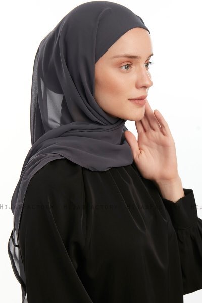 Sahar - Anthrazit One Piece Chiffon Hijab