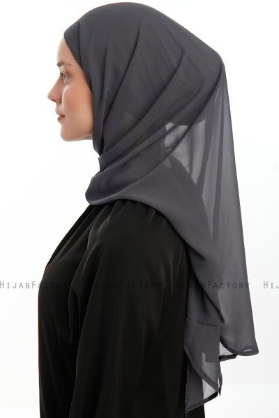 Sahar - Anthrazit One Piece Chiffon Hijab