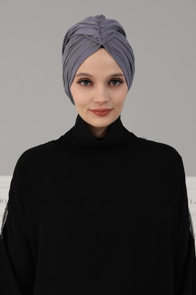 Amy - Grau Baumwolle Turban - Ayse Turban