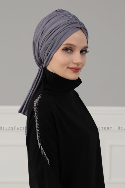 Amy - Grau Baumwolle Turban - Ayse Turban