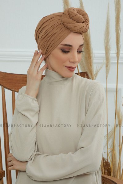 Amy - Hellbraun Baumwolle Turban