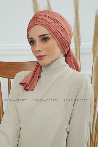 Amy - Lachsfarbe Baumwolle Turban