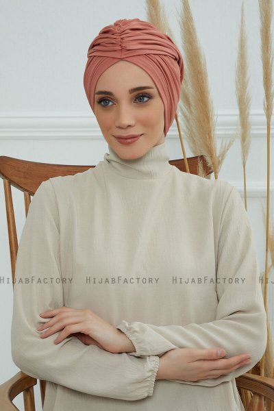 Amy - Lachsfarbe Baumwolle Turban