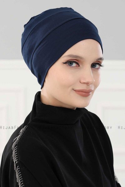 Stella - Navy Blau Baumwolle Turban