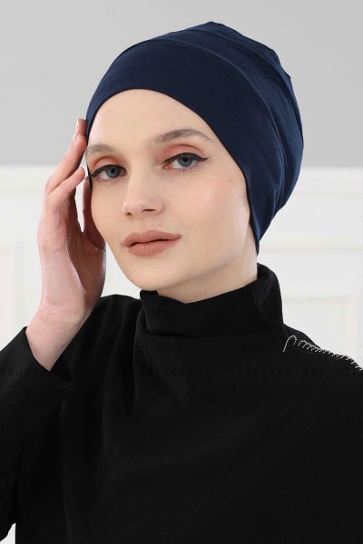 Stella - Navy Blau Baumwolle Turban