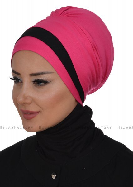 Elsa - Fuchsie & Schwarz Baumwolle Turban