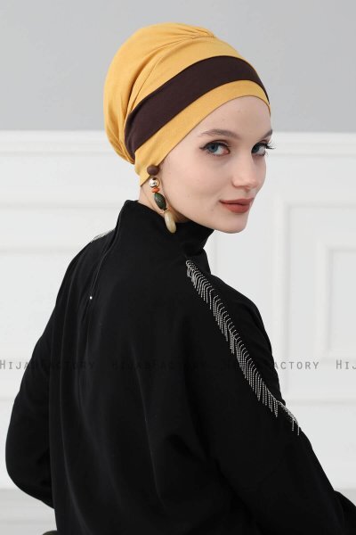 Elsa - Senf & Braun Baumwolle Turban