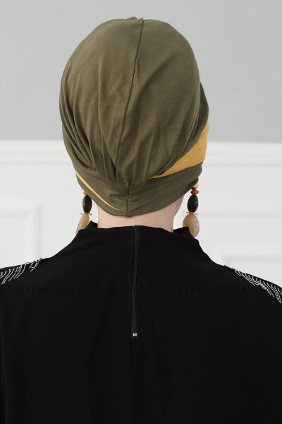 Elsa - Khaki & Senf Baumwolle Turban