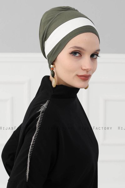 Elsa - Khaki & Creme Baumwolle Turban