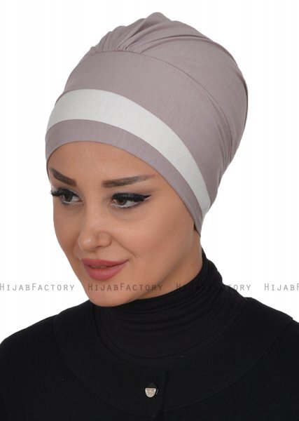 Elsa - Taupe & Creme Baumwolle Turban