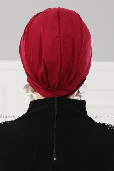 Elsa - Bordeaux & Schwarz Baumwolle Turban