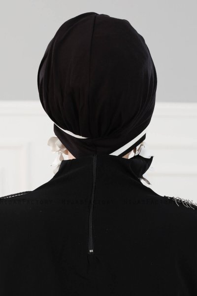 Elsa - Schwarz & Creme Baumwolle Turban