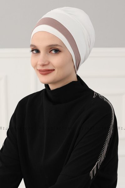 Elsa - Creme & Taupe Baumwolle Turban