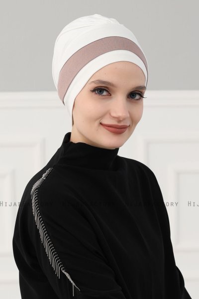 Elsa - Creme & Taupe Baumwolle Turban