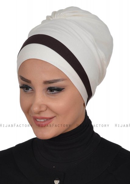 Elsa - Creme & Braun Baumwolle Turban