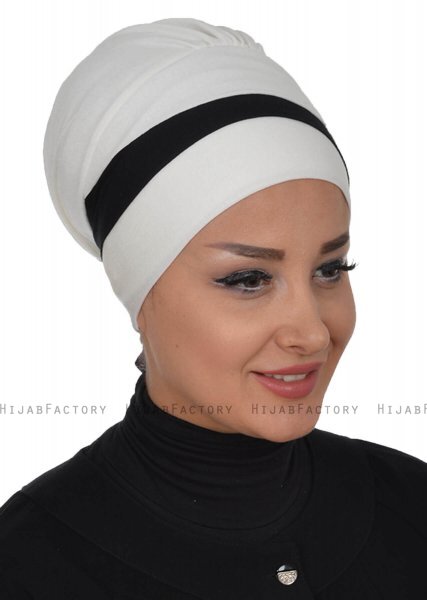 Elsa - Creme & Schwarz Baumwolle Turban