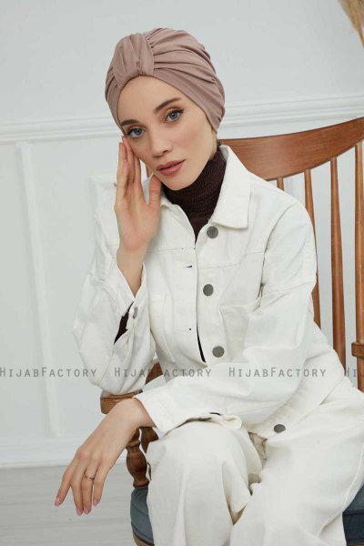 Laura - Taupe Baumwolle Turban