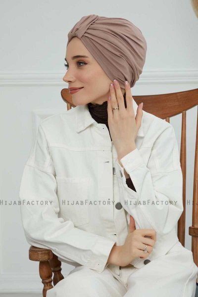 Laura - Taupe Baumwolle Turban