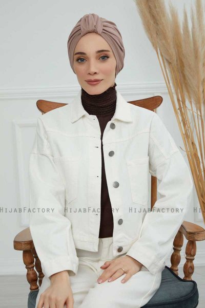 Laura - Taupe Baumwolle Turban