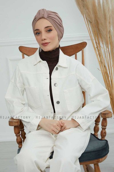 Laura - Taupe Baumwolle Turban