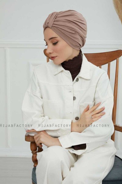 Laura - Taupe Baumwolle Turban