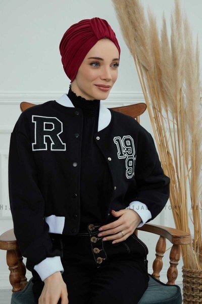 Laura - Bordeaux Baumwolle Turban