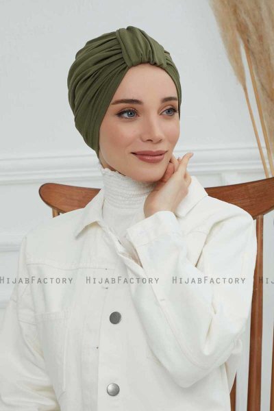 Laura - Khaki Baumwolle Turban