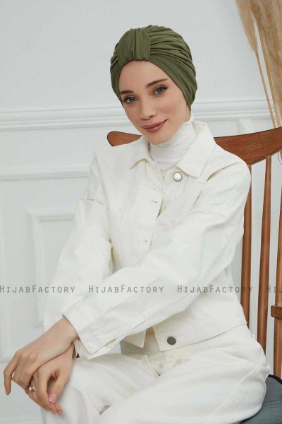 Laura - Khaki Baumwolle Turban